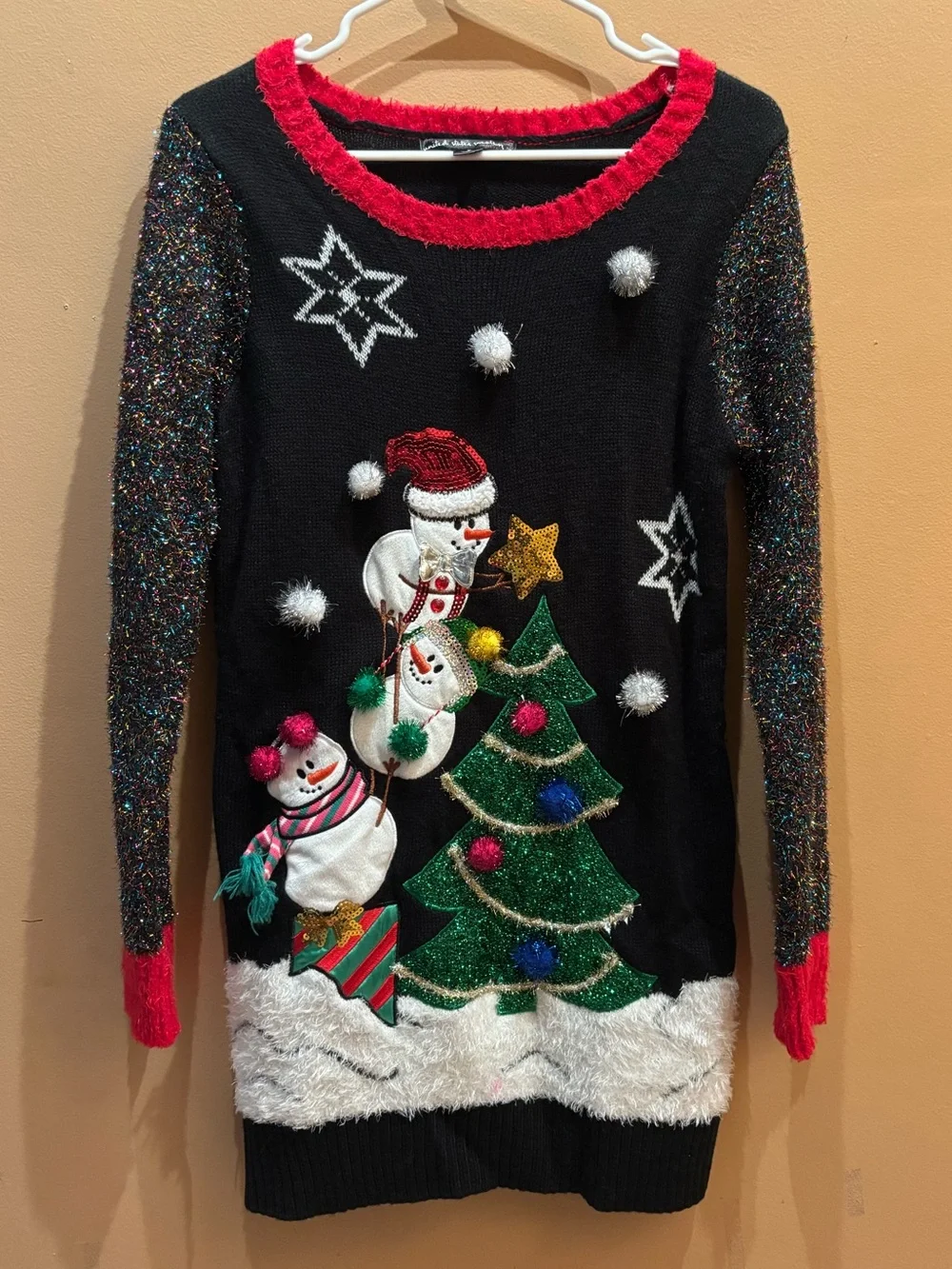 United States Sweaters crewneck holiday sweater dress sequined snowmen small